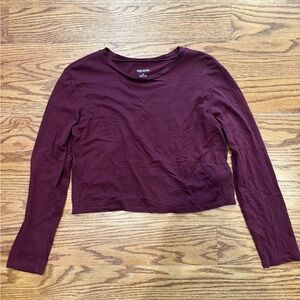 Wild Fable Maroon Cropped Long Sleeve Tee